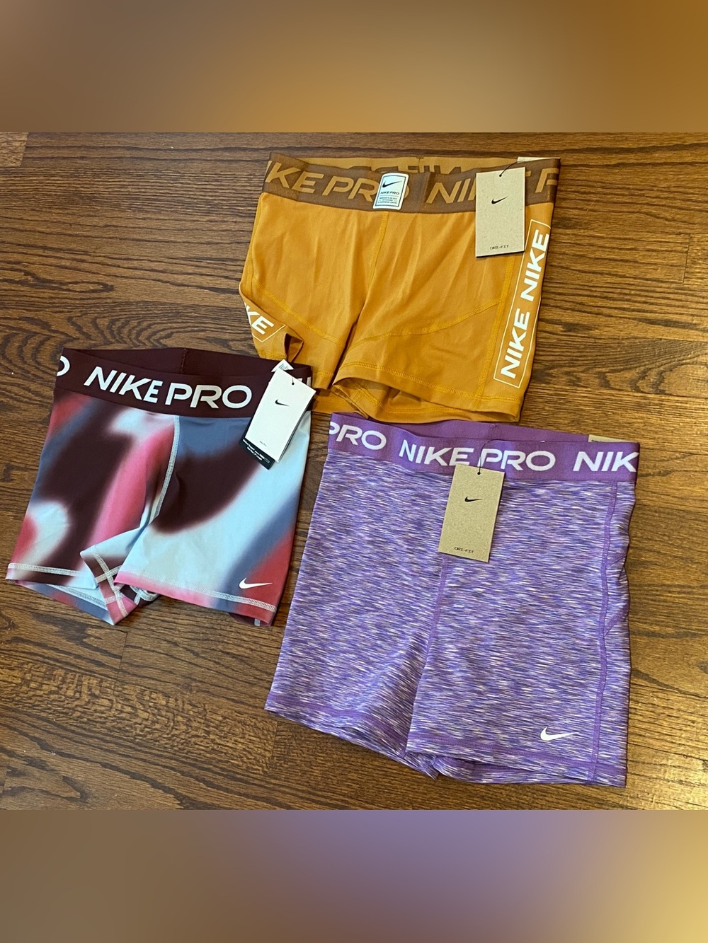 Nike Pro shorts NWT med support mid rise 3" length SET OF 3 mixed all MEDIUM NEW